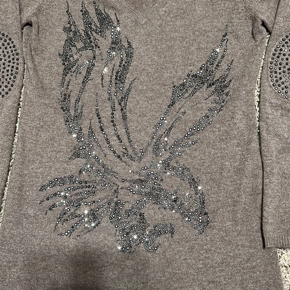 Crystal Eagle Taupe Cashmere Sweater - Picture 2 of 5